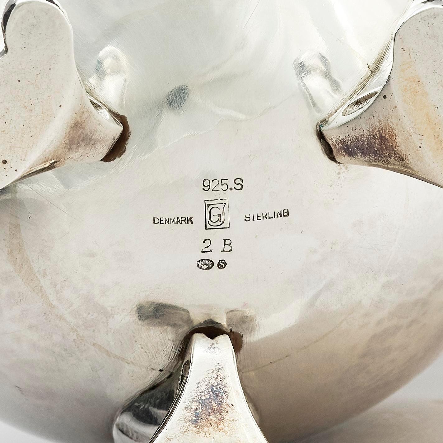 Georg Jensen, a three pieces coffee service in sterling silver, "Magnolia/Blossom", Copenhagen 1933-44.