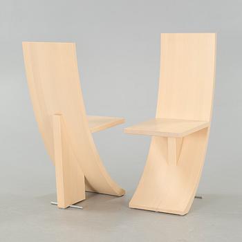 Five postmodern chairs, 1980/90s.