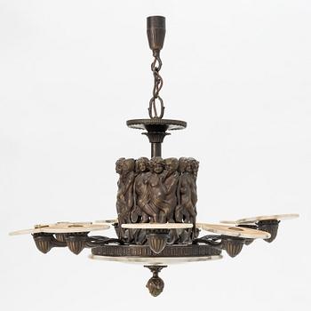 An Art Nouveau Bronze Ceiling Light, early 20th century.