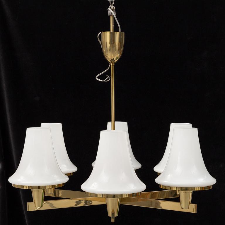 HANS-AGNE JAKOBSSON, a brass ceiling light and wall light from Markaryd, 1960's.