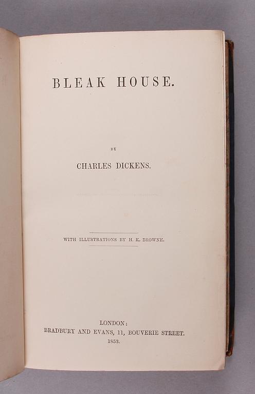 BOK, "Bleak House" av Charles Dickens, första upplagan, London 1853.