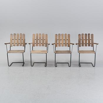 Artur Lindqvist, four garden 'A2' armchairs, Grythyttan, late 20th Century.