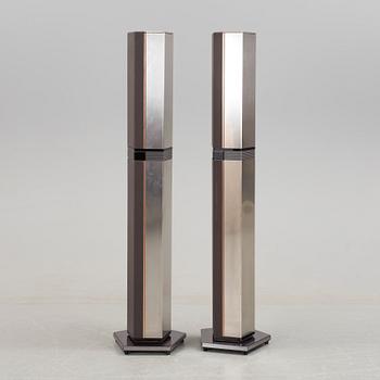 A pair of metal Bang & Olufsen speakers, Denmark, 1980's.