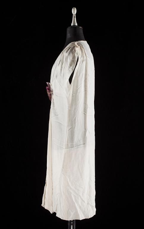 A white silk cocktail dress by Lanvin.