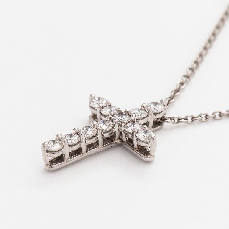 Tiffany & Co, halsband, kors, platina och briljantslipade diamanter.