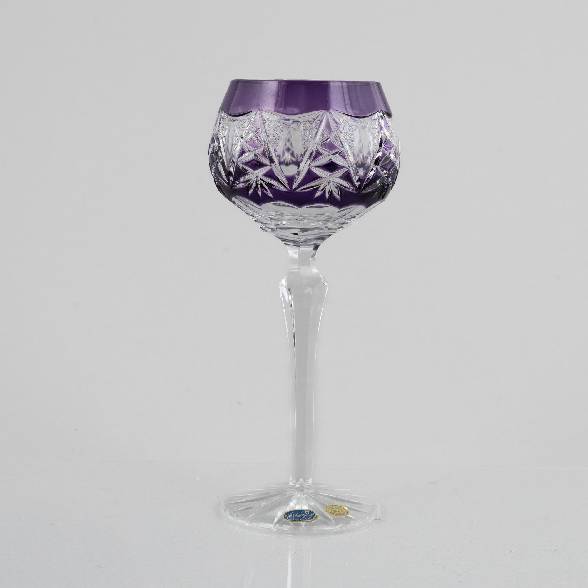 Wine glasses, 12 pcs, Bohemian style, second half of the 20th century.