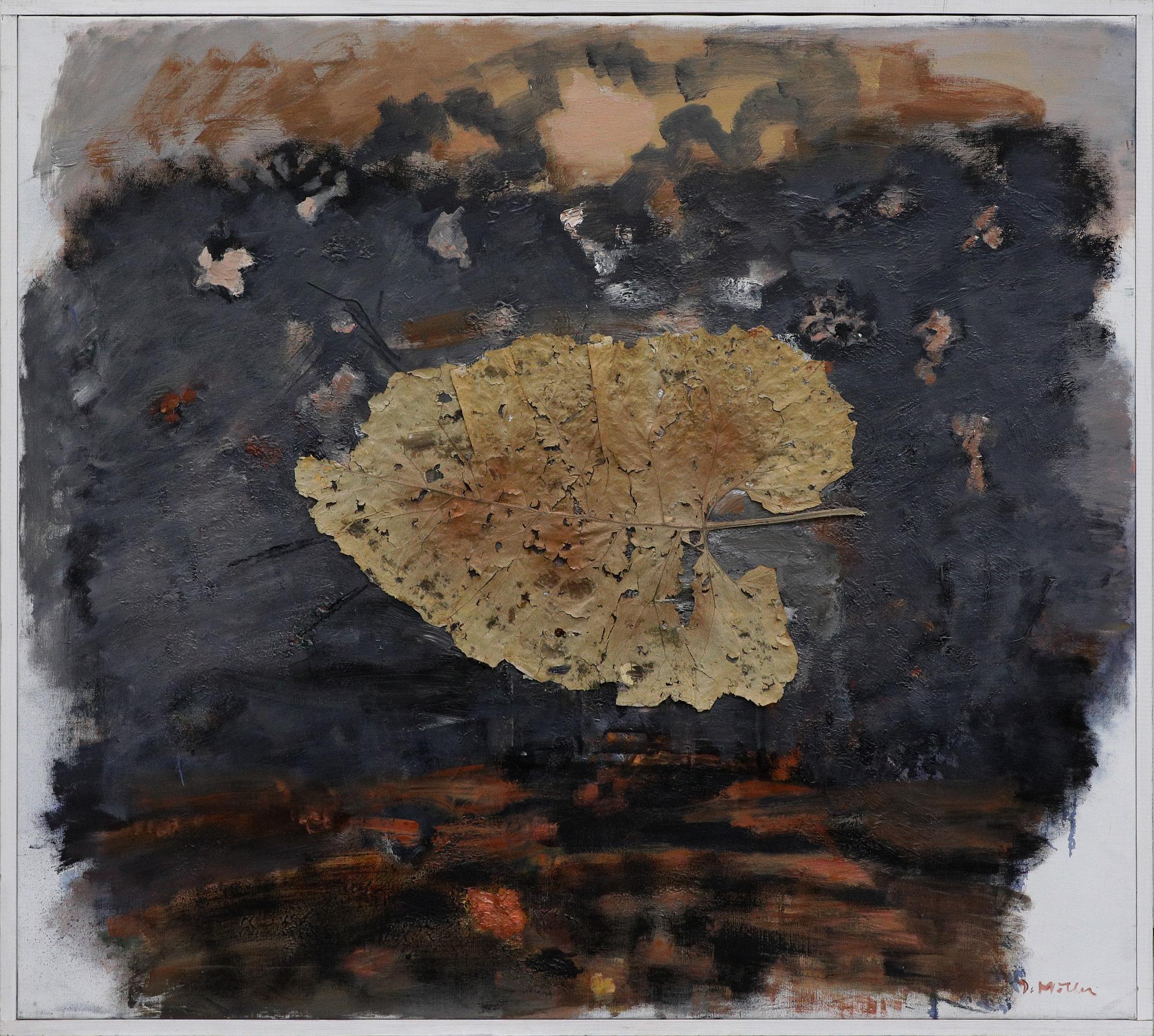 Ingegerd Möller, oil on canvas with collage. Signed.