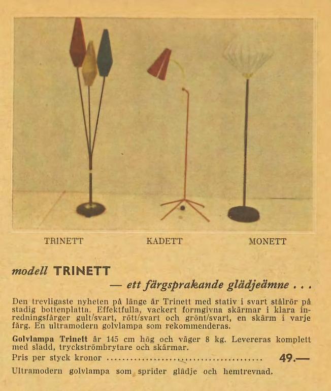 Golvlampa, "Trinett", IKEA, 1900-talets mitt.