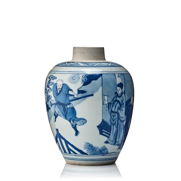 A blue and white jar, Qingdynasty, Kangxi (1662-1722).