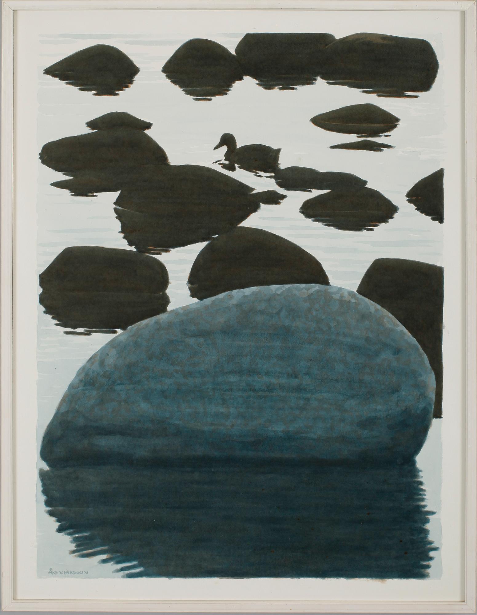 ÅKE V LARSSON, 2 st, akvareller, sign.