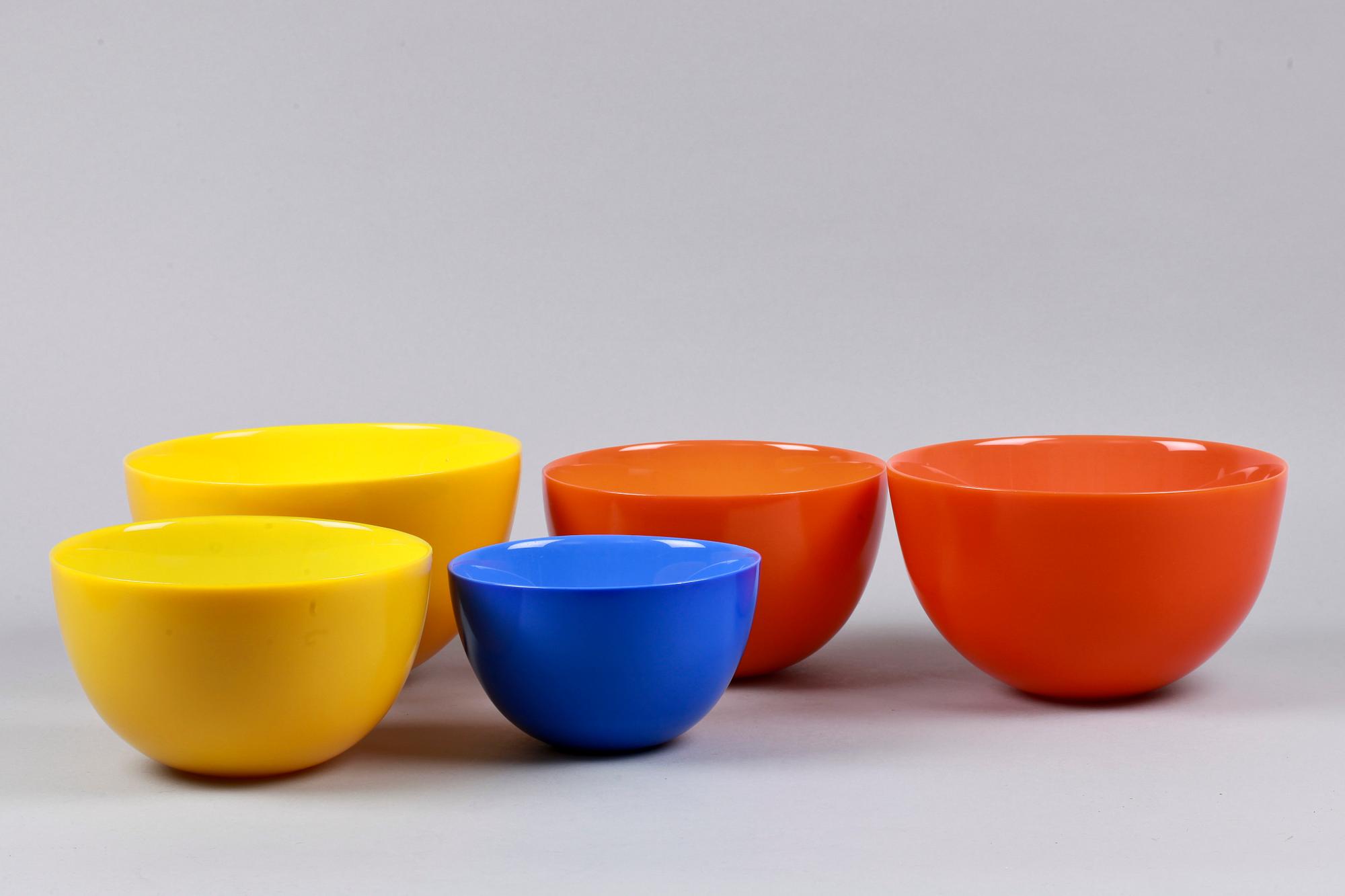 SKÅLAR, 2+2+1 st, glas, "Colora", Sven Palmqvist, Orrefors.