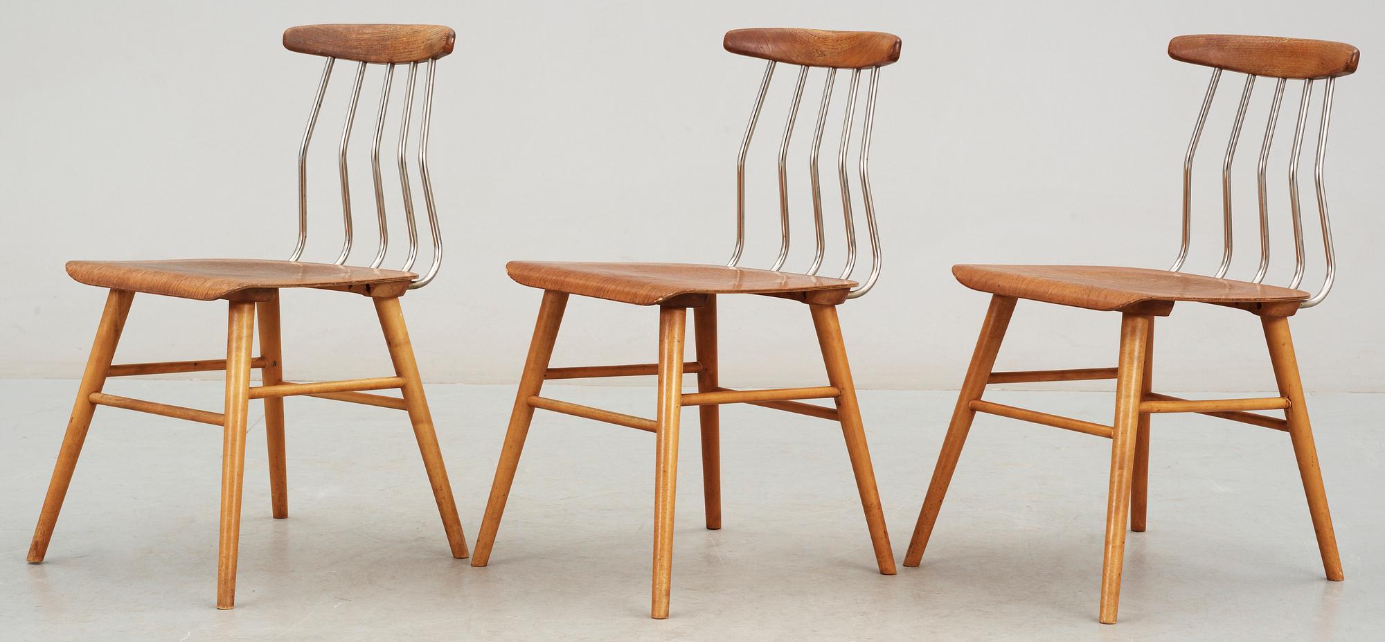 PINNSTOLAR, 3 st, Albin Johansson & Söner, Hyssna, 1950/1960-tal.