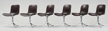 Poul Kjaerholm, a set of six "PK9" chairs, edition E Kold Christensen Denmark.