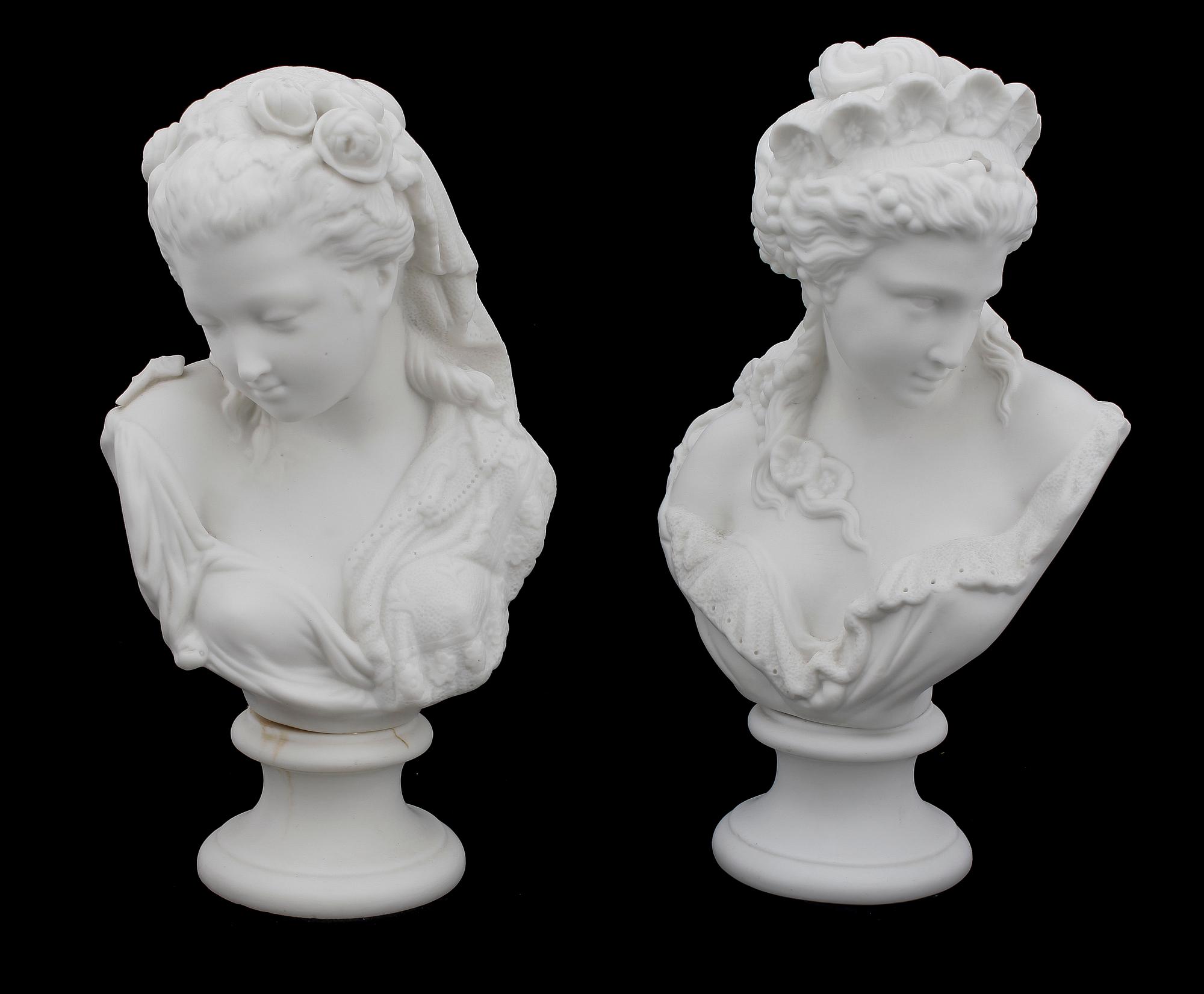 SKULPTURER, ett par, parian, Gustafsberg 1910/20-tal.