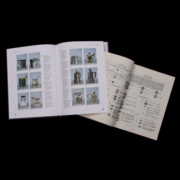 BOK / KATALOG, "Russian Silver Late 19th - early 20th century, Price-catalogue" och HÄFTE, ryska silverstämplar.