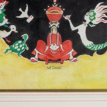 A signed mixed media by Einar Nerman.