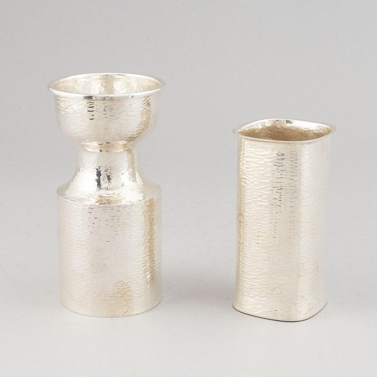 Eric Löfman, two silver vases. MGAB, Uppsala 1970-72.