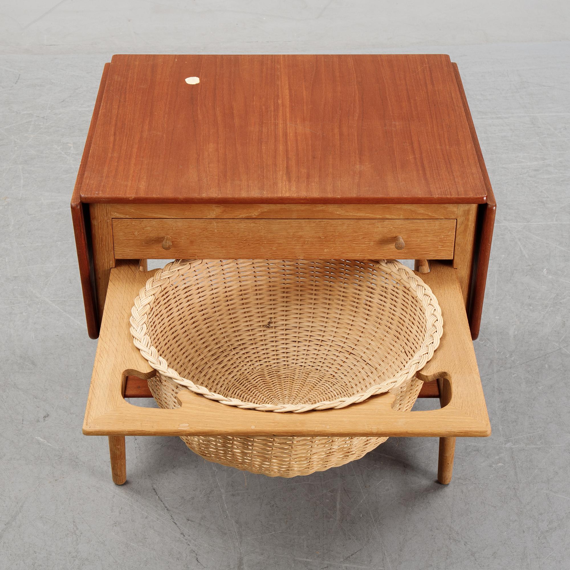 Hans J Wegner, an oak and teak AT-33 sewing table, for Andreas Tuck, Denmark.