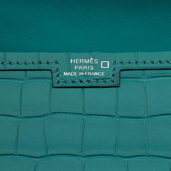 Hermès, A turquoise Alligator Mississippiensis 'Jige Duo Wallet' clutch, 2016.