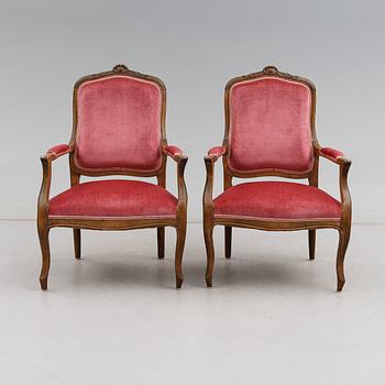 KARMSTOLAR, 1 par, rokokostil, 1900-talets första hälft.