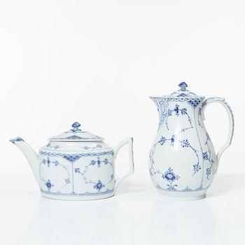Royal Copenhagen, a 58-piece porcelain 'Blue Fluted' dinner and tea service, Denmark, mostly 1889-1934 but some pieces 1950-1984.