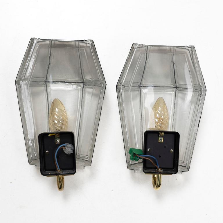 Vägglampor, ett par, Glashütte Limburg, 1900-tal.