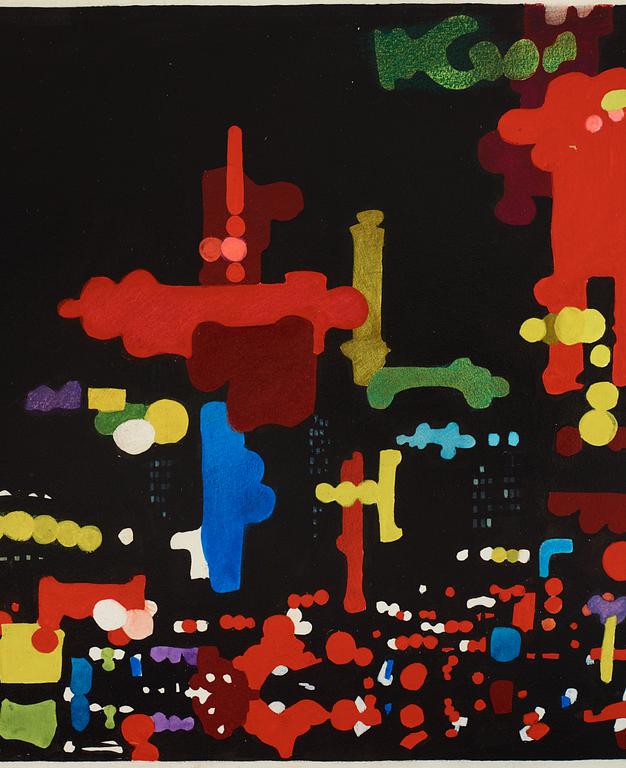 Adolf Hallman, mixed media on paper panel, signed.