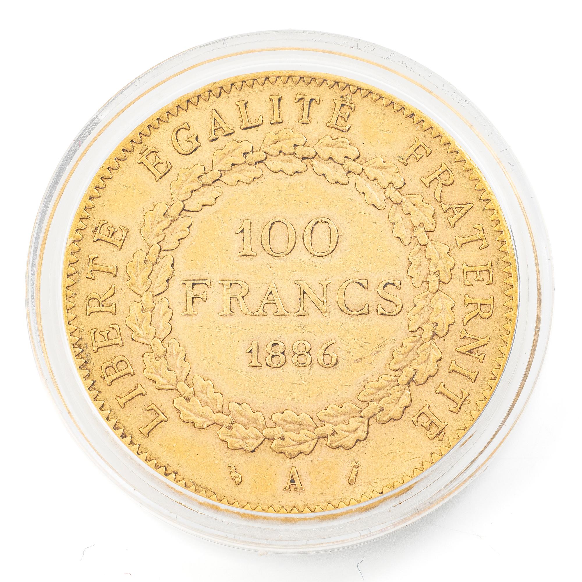Guldmynt Frankrike, 100 franc, 1886.