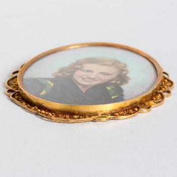 MINIATYRRAM, ostämplad, 18K guld, 1900-tal, total vikt 60 g.