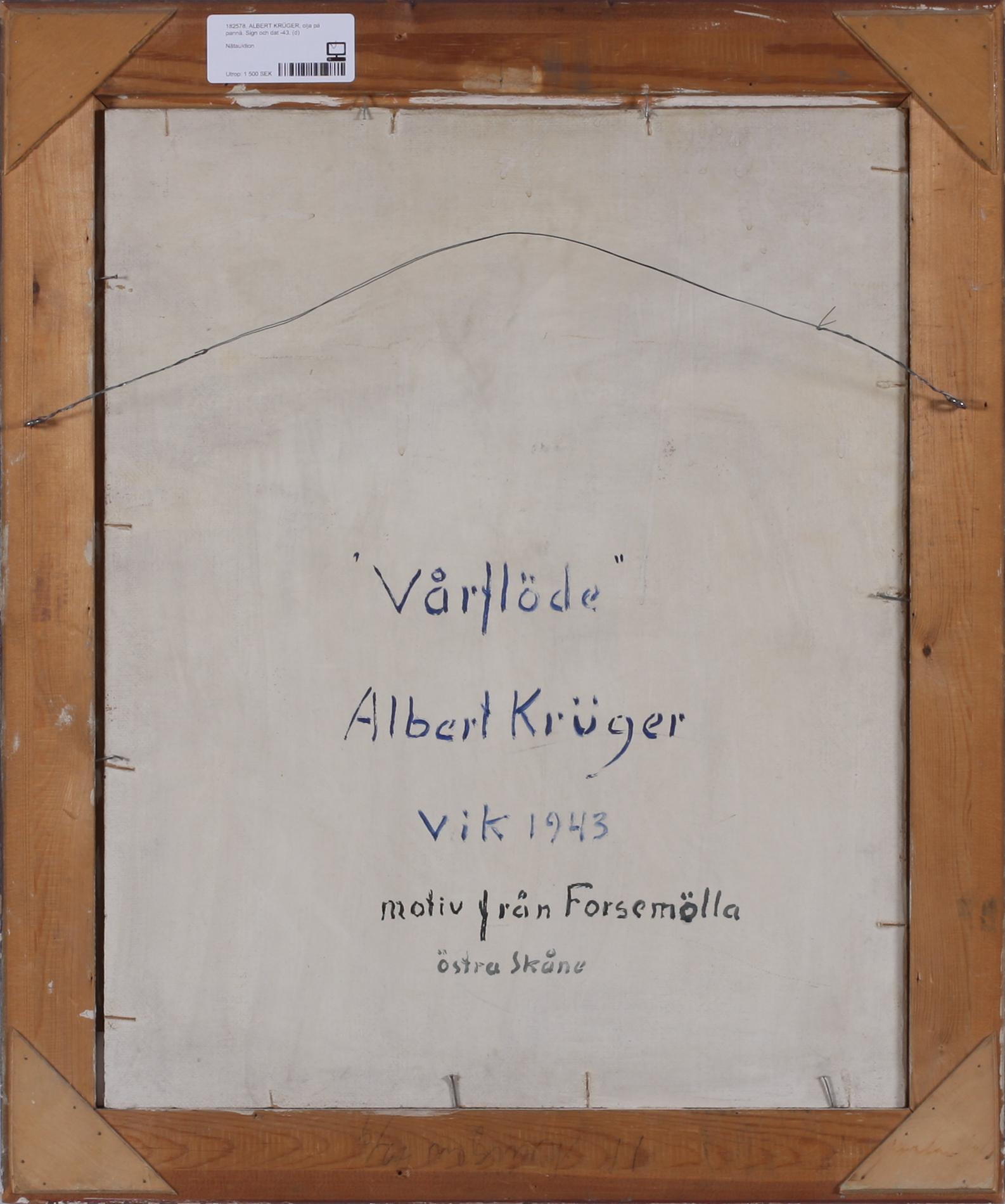ALBERT KRÜGER, olja på pannå. Sign och dat -43.