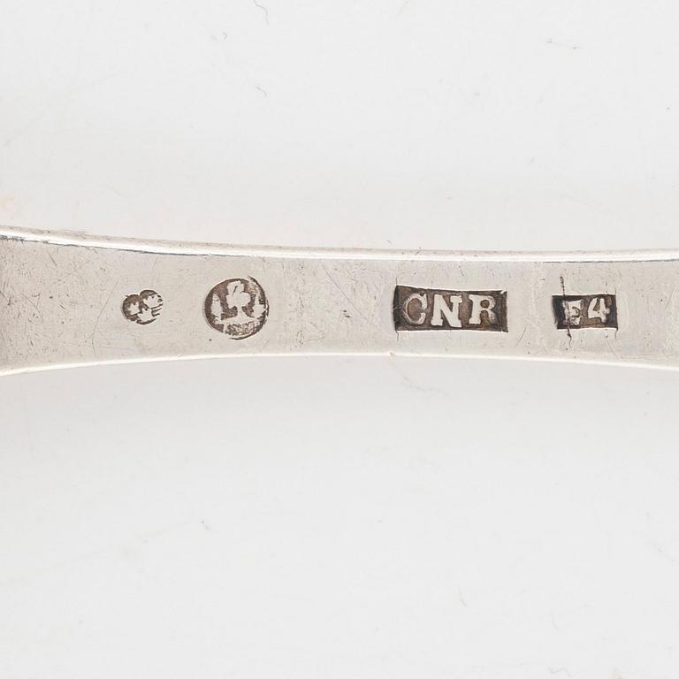 Six Swedish Silver Tablespoons, including with mark of Paul Romare, Helsingborg 1797.