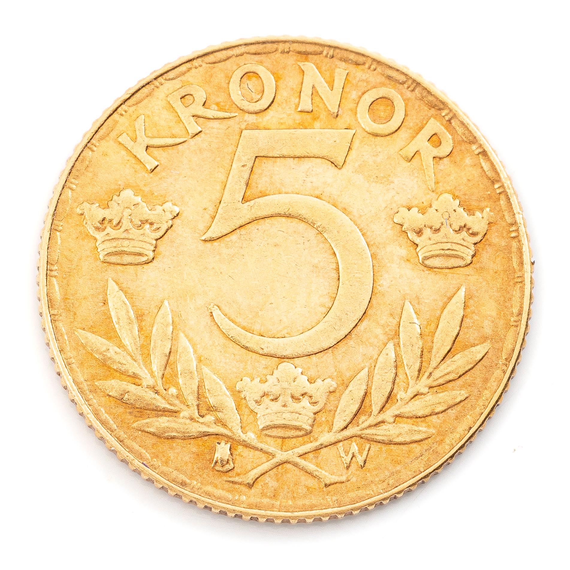 Guldmynt, Sverige, Gustav V, 5 kronor, 1920.