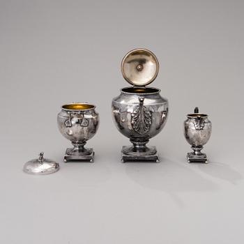 A three piece silver coffee set, Germany ca 1900.