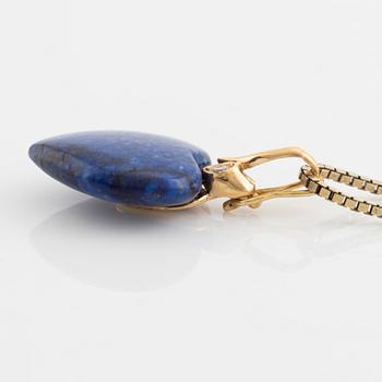Lapis lazuli and white stone heart pendant.