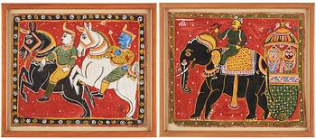 762. A pair of paintings on cloth, India, Orissa, late 19th Century.