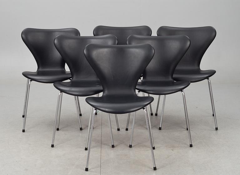 STOLAR, 6 st, "Sjuan", Arne Jacobsen, Fritz Hansen.
