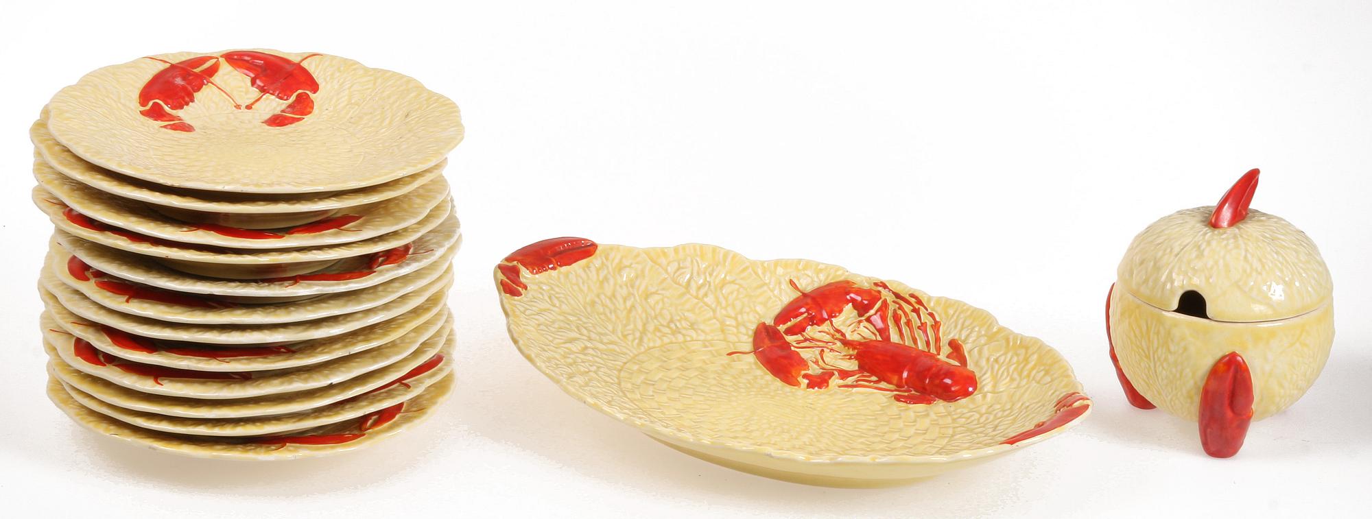 KRÄFTSERVIS, 14 delar, flintgods, Crown Devon, England, 1900-tal.