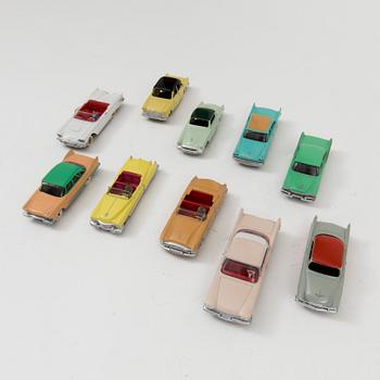 Ten Dinky toys cars England and France 1950/60s.