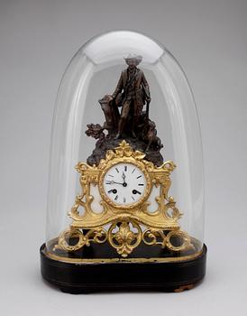 BORDSPENDYL, nyrokoko, mässing och alabaster, 1800-slut.