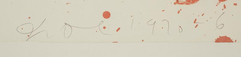 JIM DINE, färglitografi, signerad med blyerts samt numrerad 123/150. Daterad 1970.