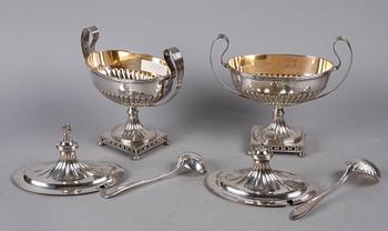 SOCKERSKÅLAR, ett par, nysilver, sengustaviansk stil, AG Dufva, Stockholm, tidigt 1900-tal.