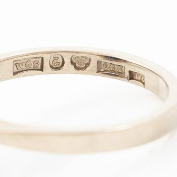 Ring, camrose model, 18K white gold with sapphire and old-cut diamonds.