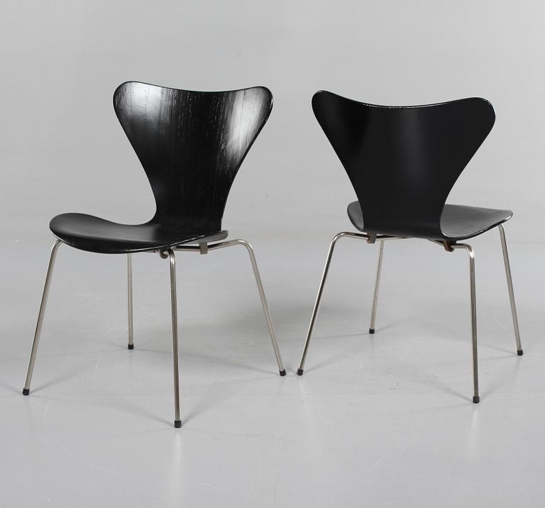 STOLAR, 6 st, "Sjuan", Arne Jacobsen, Fritz Hansen, formgivna 1955.