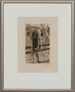 LOUIS SPARRE, etsning, signerad.