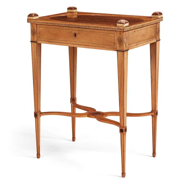 A late Gustavian mahogany table by F. Schalin (master in Stockholm 1797-1817).