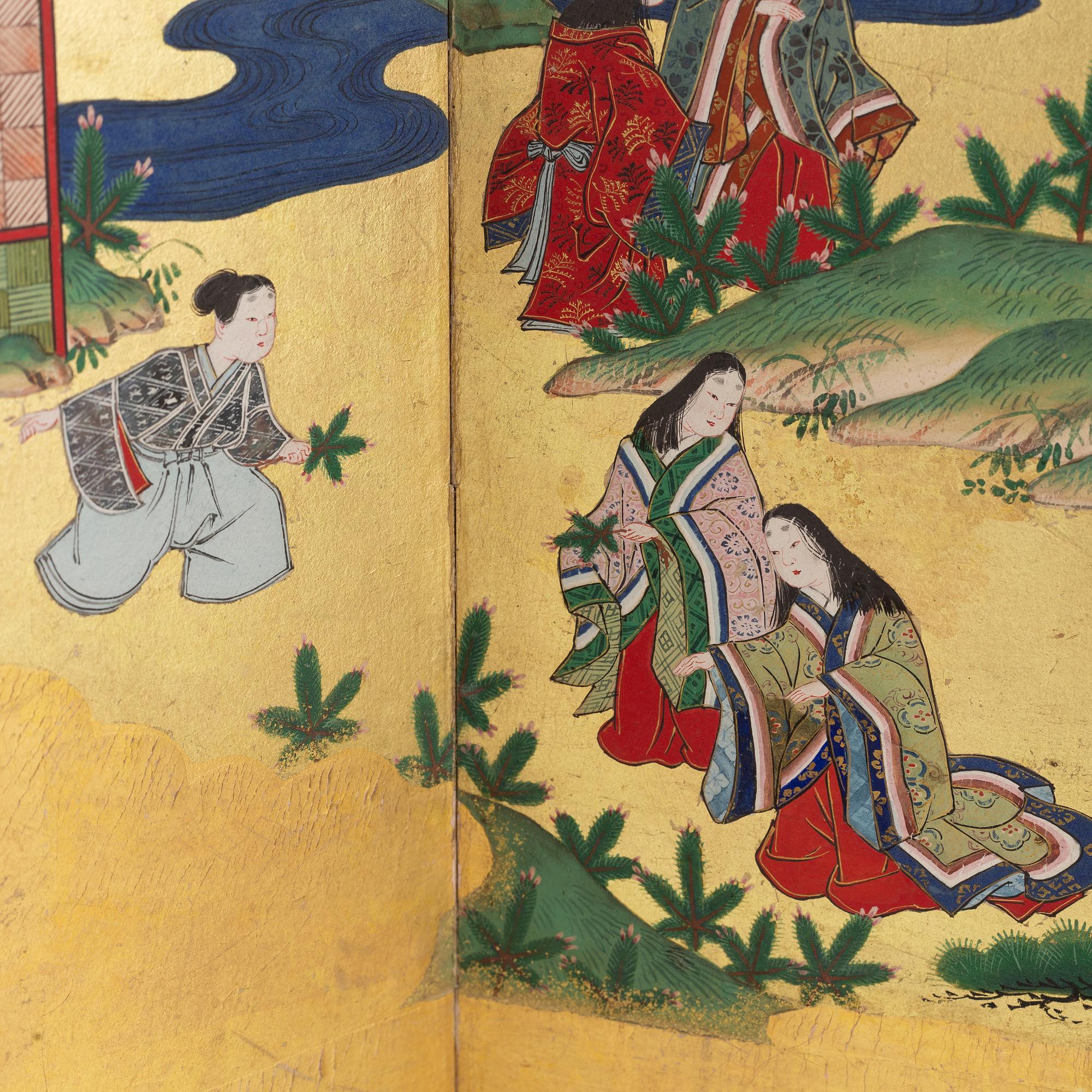 Skärm, åtta delar, Japan, Meiji (1868-1912).