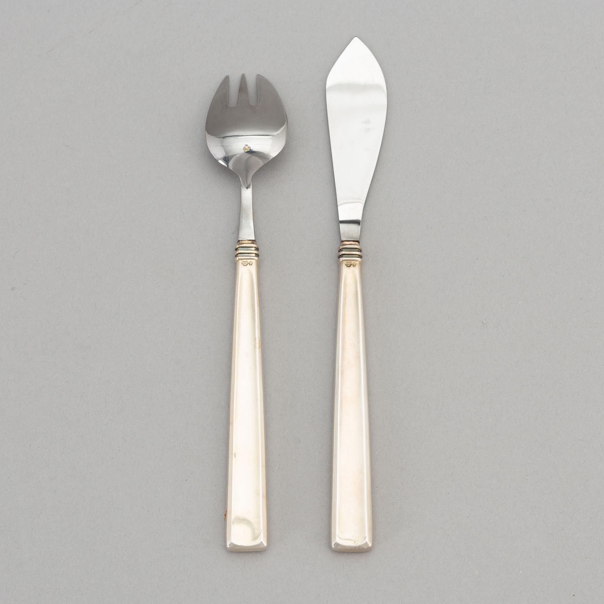 A twelve piece silver dessert cutlery set, Mema, Linköping, Sweden, 1970.