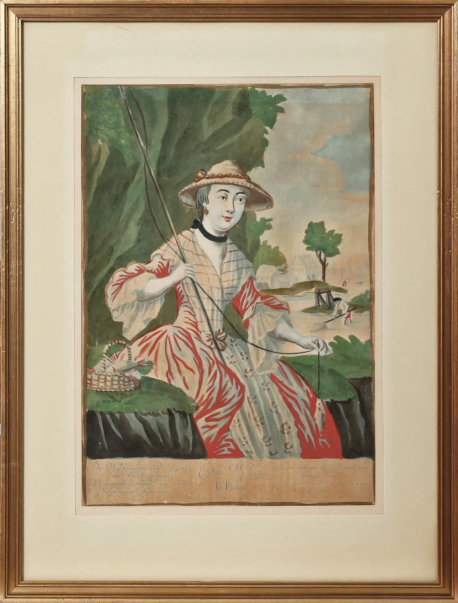 ETSNINGAR, 4 st, handkolorerade, 1800-tal.