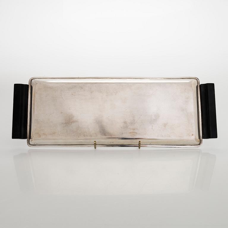 A tray with ashtrays, silver and glass, Czechoslovakia 1942-1945.