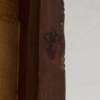 An armchair, probably Italian, 19th c, belonged to Queen Victoria, Solliden, the embroidery by King Gustav V.